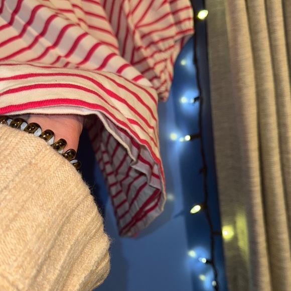 💓🤍🎈💭Chic Striped Blouse with Puff Sleeves - Picture 7 of 12